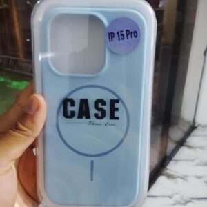 case magsafe silicona iphone 15pro celeste